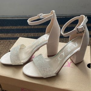 Sugar Machelle Bock Nude Heels w/ Microstones
